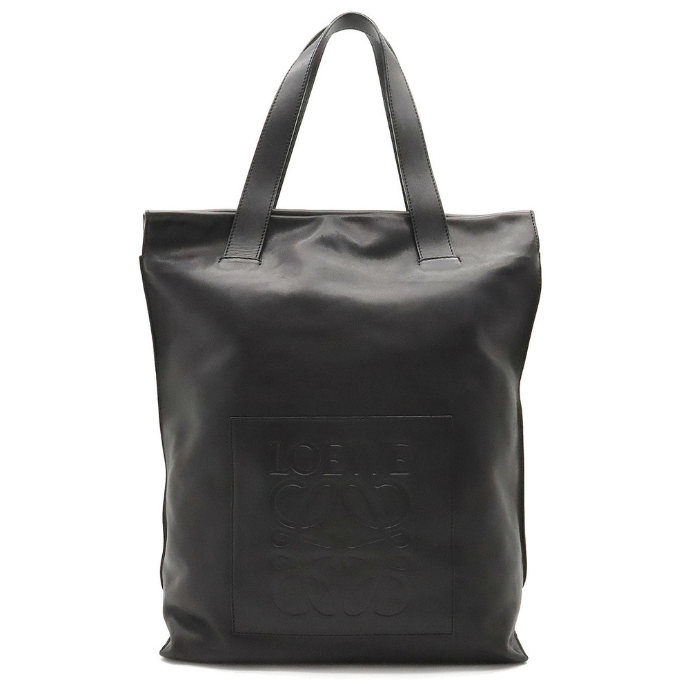 Loewe Anagram Shopper Tote Bag Shoulder Leather Black